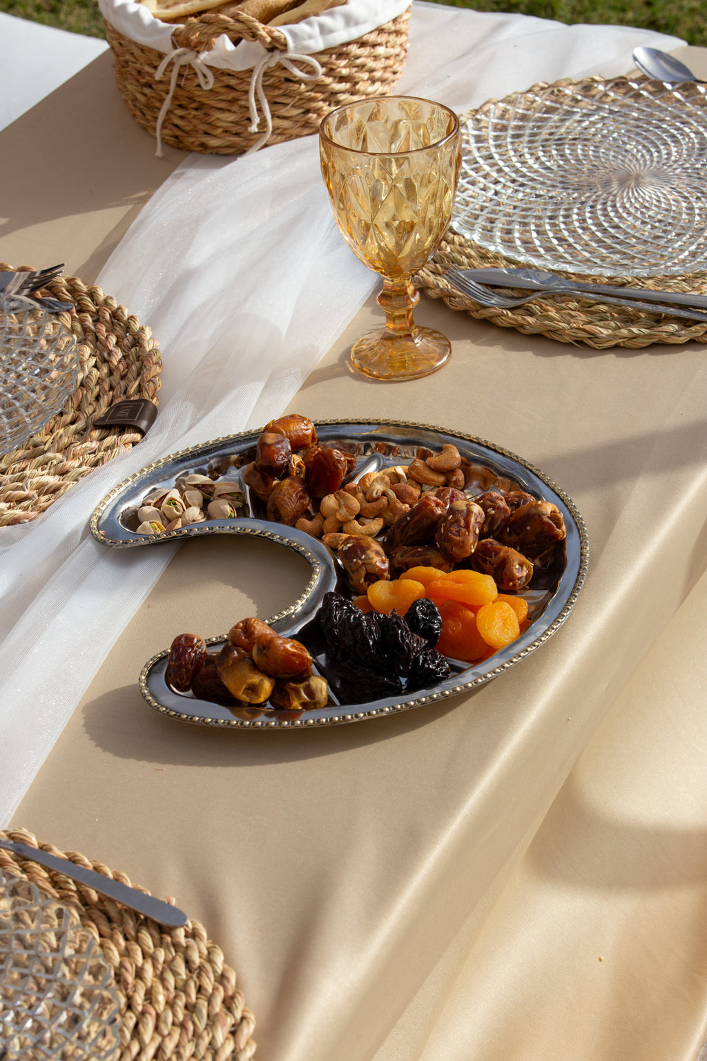 Crescent Royale Serving Tray — Copper, Gold Plated