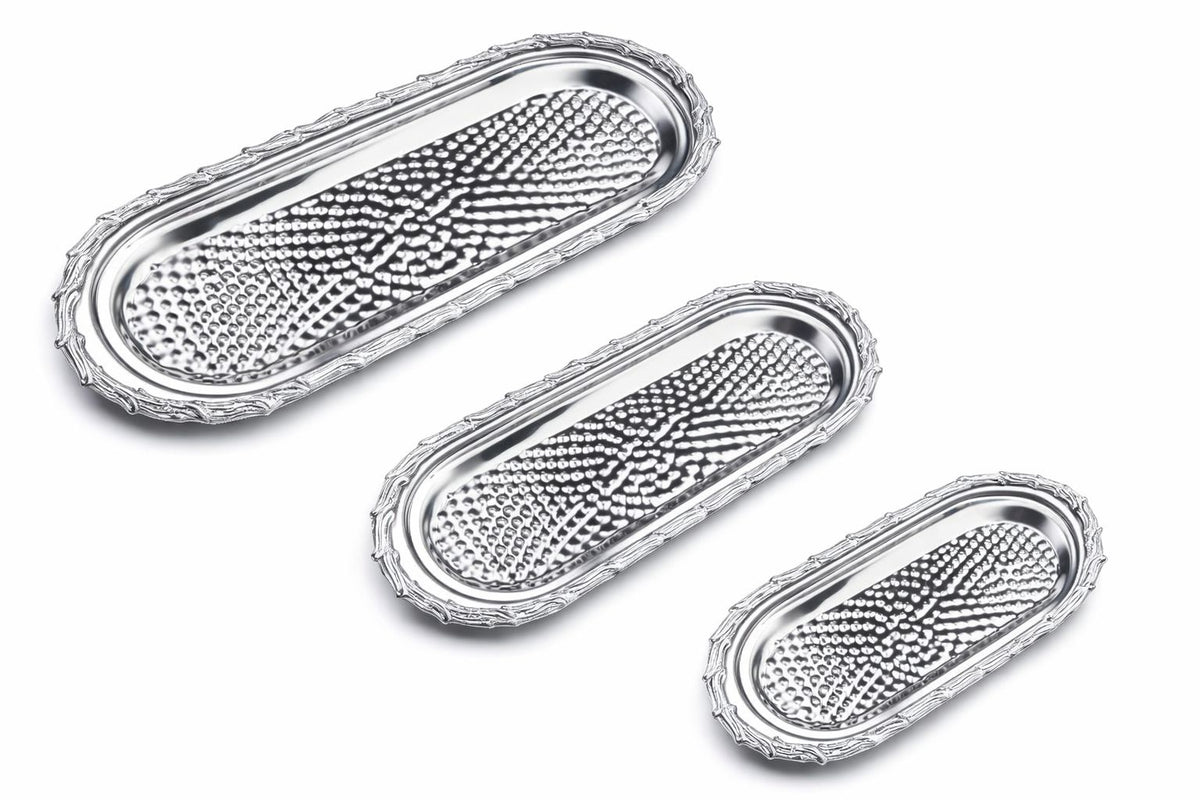 Oblong Serving Tray Set — Copper, Gold & Silver Plated